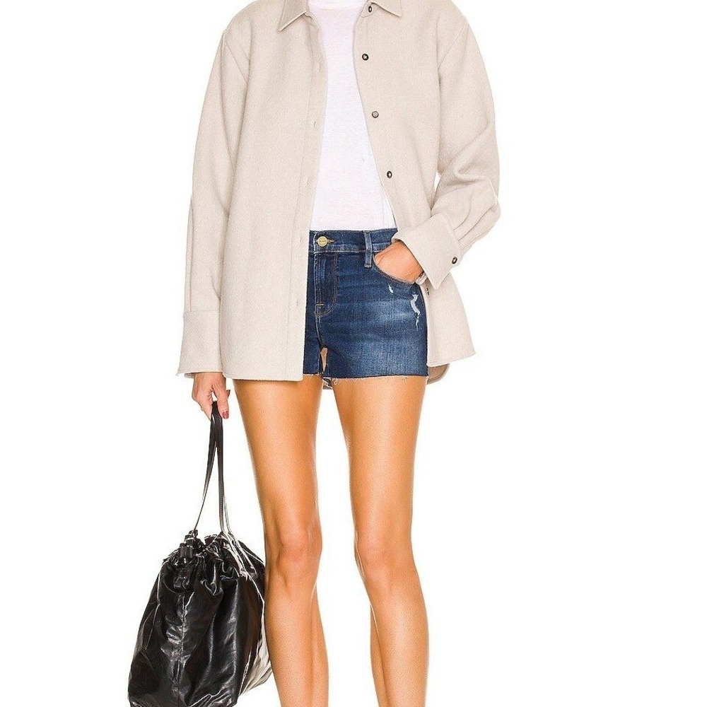 FRAME Le Cut Off Denim Shorts 24 Azure Distressed Raw Hem Y2K Designer